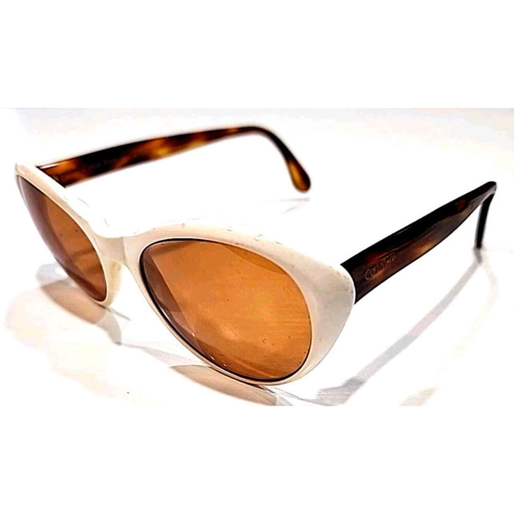 Calvin Klein CK618S Small White Tortoise Brown Cat Eyes Sunglasses Italy